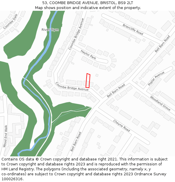 53, COOMBE BRIDGE AVENUE, BRISTOL, BS9 2LT: Location map and indicative extent of plot