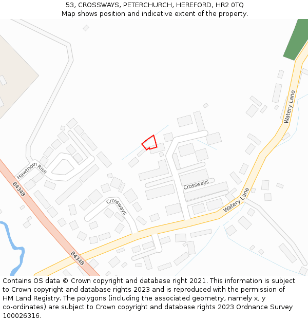 53, CROSSWAYS, PETERCHURCH, HEREFORD, HR2 0TQ: Location map and indicative extent of plot