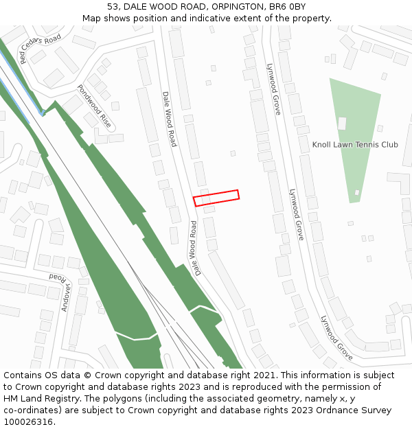 53, DALE WOOD ROAD, ORPINGTON, BR6 0BY: Location map and indicative extent of plot