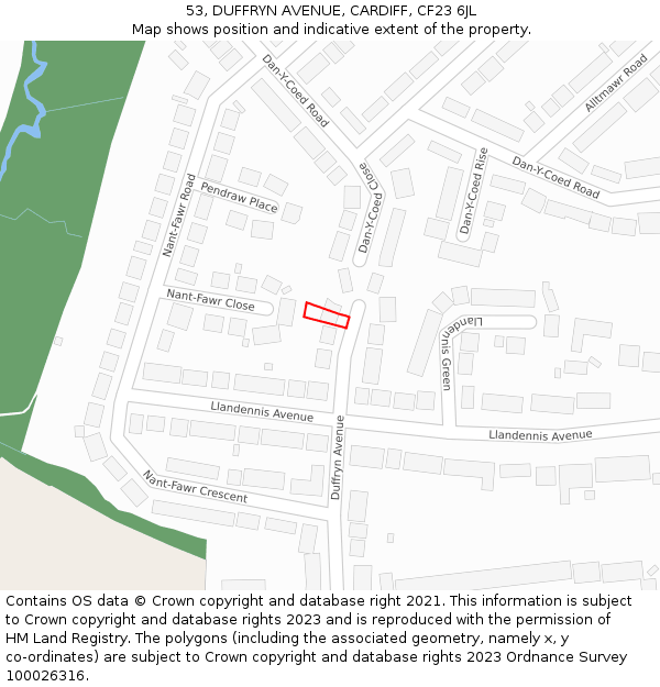 53, DUFFRYN AVENUE, CARDIFF, CF23 6JL: Location map and indicative extent of plot