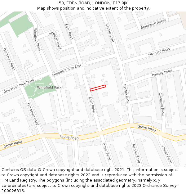 53, EDEN ROAD, LONDON, E17 9JX: Location map and indicative extent of plot