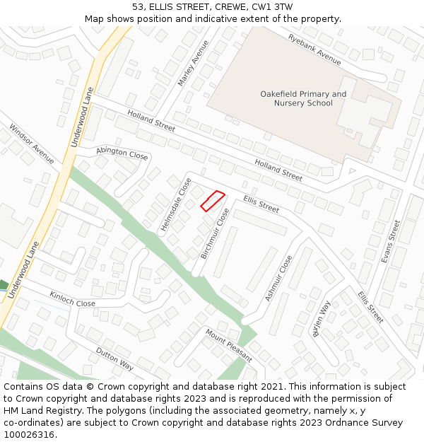 53, ELLIS STREET, CREWE, CW1 3TW: Location map and indicative extent of plot