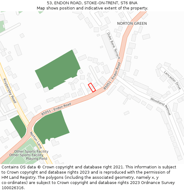 53, ENDON ROAD, STOKE-ON-TRENT, ST6 8NA: Location map and indicative extent of plot