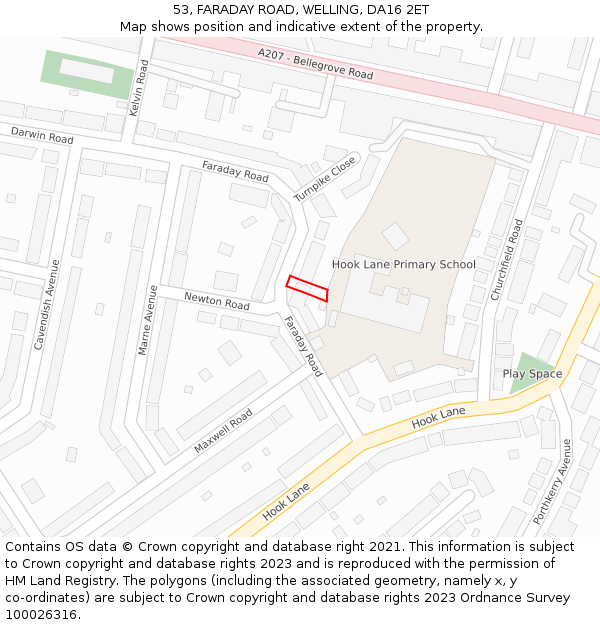 53, FARADAY ROAD, WELLING, DA16 2ET: Location map and indicative extent of plot