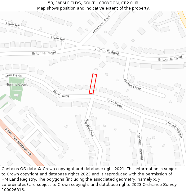53, FARM FIELDS, SOUTH CROYDON, CR2 0HR: Location map and indicative extent of plot