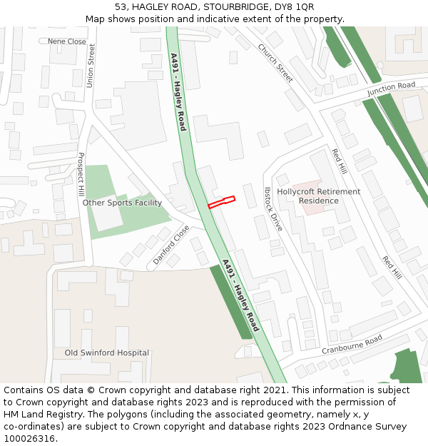 53, HAGLEY ROAD, STOURBRIDGE, DY8 1QR: Location map and indicative extent of plot