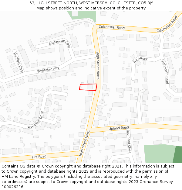 53, HIGH STREET NORTH, WEST MERSEA, COLCHESTER, CO5 8JY: Location map and indicative extent of plot