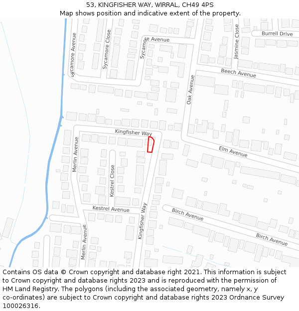 53, KINGFISHER WAY, WIRRAL, CH49 4PS: Location map and indicative extent of plot