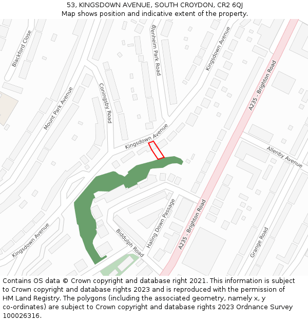 53, KINGSDOWN AVENUE, SOUTH CROYDON, CR2 6QJ: Location map and indicative extent of plot