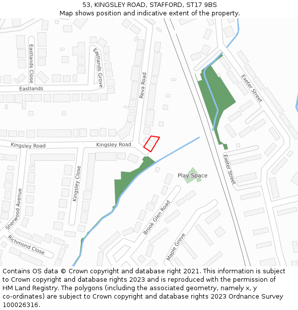 53, KINGSLEY ROAD, STAFFORD, ST17 9BS: Location map and indicative extent of plot