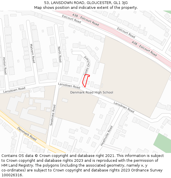 53, LANSDOWN ROAD, GLOUCESTER, GL1 3JG: Location map and indicative extent of plot
