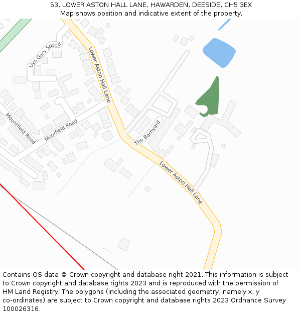 53, LOWER ASTON HALL LANE, HAWARDEN, DEESIDE, CH5 3EX: Location map and indicative extent of plot