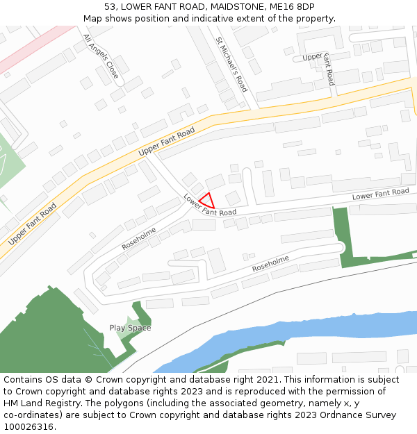 53, LOWER FANT ROAD, MAIDSTONE, ME16 8DP: Location map and indicative extent of plot