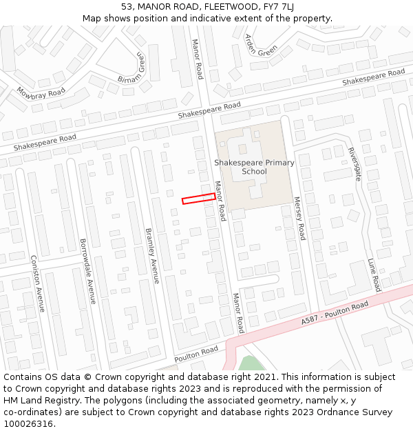 53, MANOR ROAD, FLEETWOOD, FY7 7LJ: Location map and indicative extent of plot