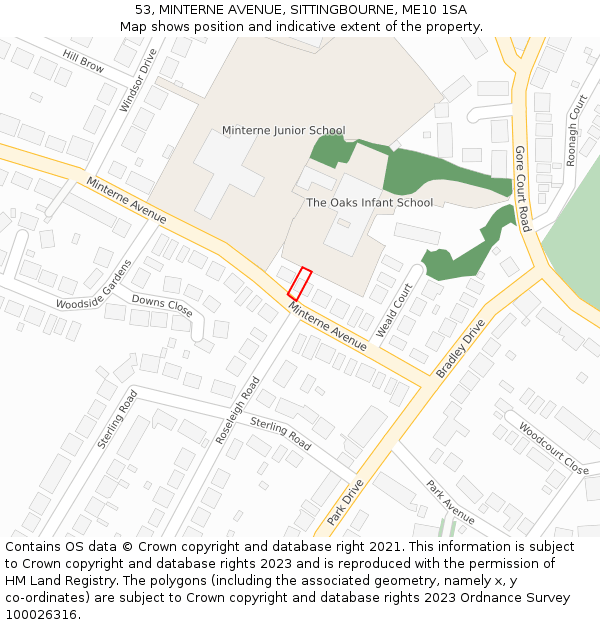 53, MINTERNE AVENUE, SITTINGBOURNE, ME10 1SA: Location map and indicative extent of plot