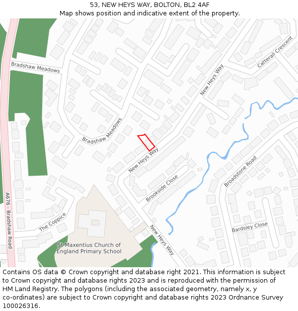 53, NEW HEYS WAY, BOLTON, BL2 4AF: Location map and indicative extent of plot