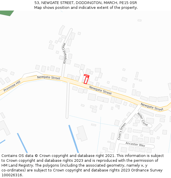 53, NEWGATE STREET, DODDINGTON, MARCH, PE15 0SR: Location map and indicative extent of plot