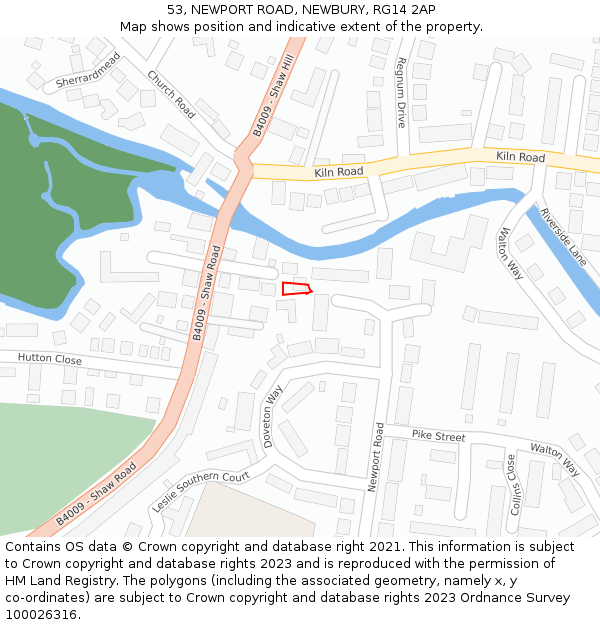 53, NEWPORT ROAD, NEWBURY, RG14 2AP: Location map and indicative extent of plot