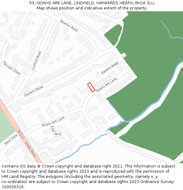 53, NOAHS ARK LANE, LINDFIELD, HAYWARDS HEATH, RH16 2LU: Location map and indicative extent of plot