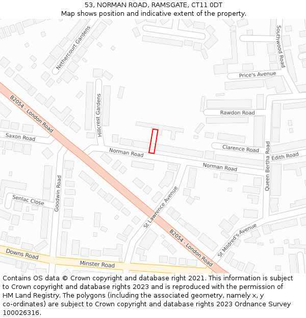 53, NORMAN ROAD, RAMSGATE, CT11 0DT: Location map and indicative extent of plot