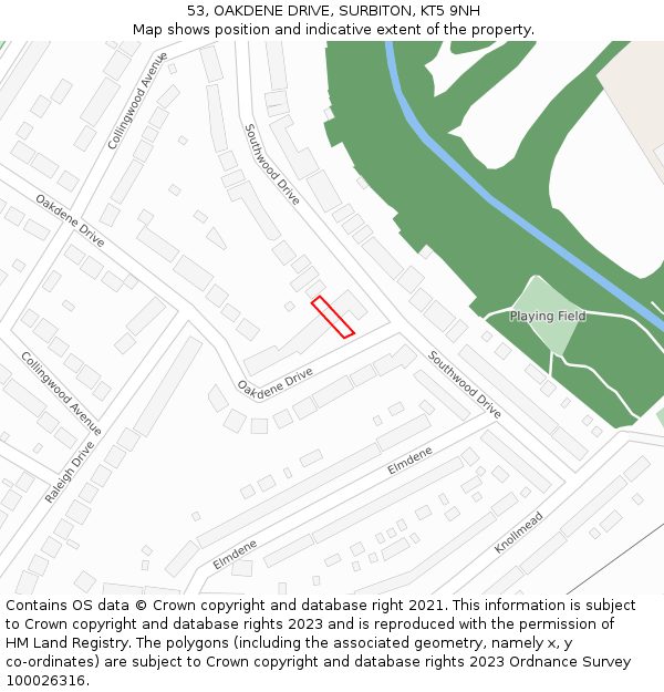 53, OAKDENE DRIVE, SURBITON, KT5 9NH: Location map and indicative extent of plot