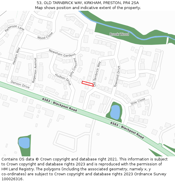 53, OLD TARNBRICK WAY, KIRKHAM, PRESTON, PR4 2SA: Location map and indicative extent of plot
