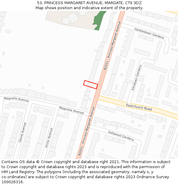 53, PRINCESS MARGARET AVENUE, MARGATE, CT9 3DZ: Location map and indicative extent of plot