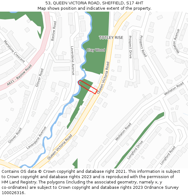 53, QUEEN VICTORIA ROAD, SHEFFIELD, S17 4HT: Location map and indicative extent of plot