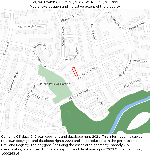 53, SANDWICK CRESCENT, STOKE-ON-TRENT, ST1 6SS: Location map and indicative extent of plot