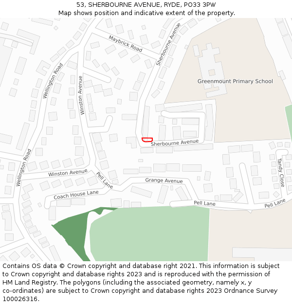 53, SHERBOURNE AVENUE, RYDE, PO33 3PW: Location map and indicative extent of plot