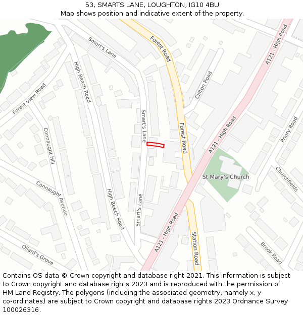 53, SMARTS LANE, LOUGHTON, IG10 4BU: Location map and indicative extent of plot