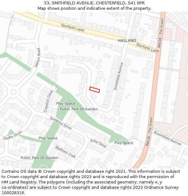 53, SMITHFIELD AVENUE, CHESTERFIELD, S41 0PR: Location map and indicative extent of plot