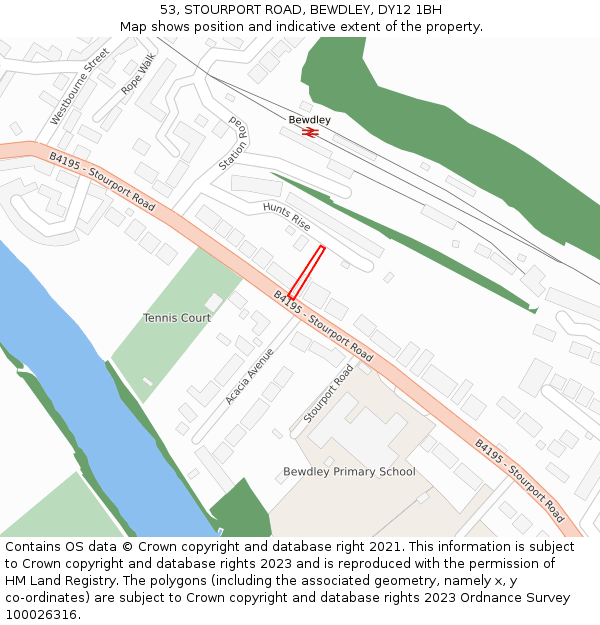 53, STOURPORT ROAD, BEWDLEY, DY12 1BH: Location map and indicative extent of plot