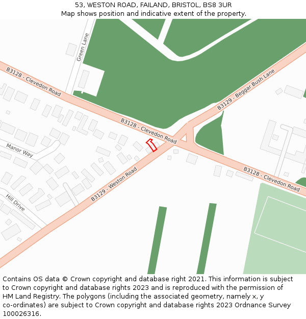 53, WESTON ROAD, FAILAND, BRISTOL, BS8 3UR: Location map and indicative extent of plot