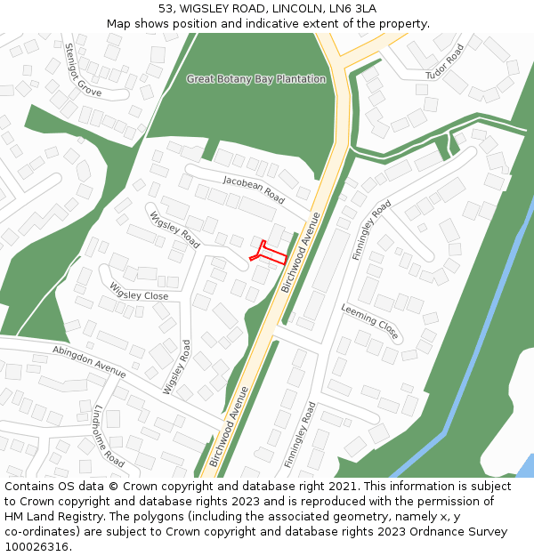 53, WIGSLEY ROAD, LINCOLN, LN6 3LA: Location map and indicative extent of plot