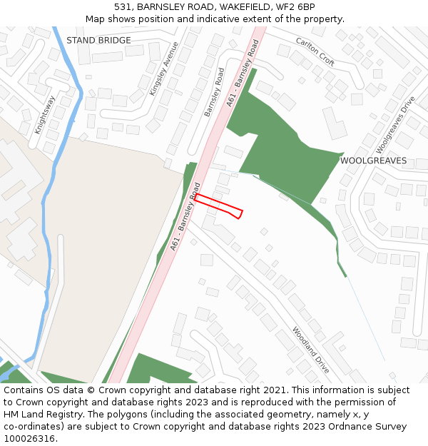 531, BARNSLEY ROAD, WAKEFIELD, WF2 6BP: Location map and indicative extent of plot