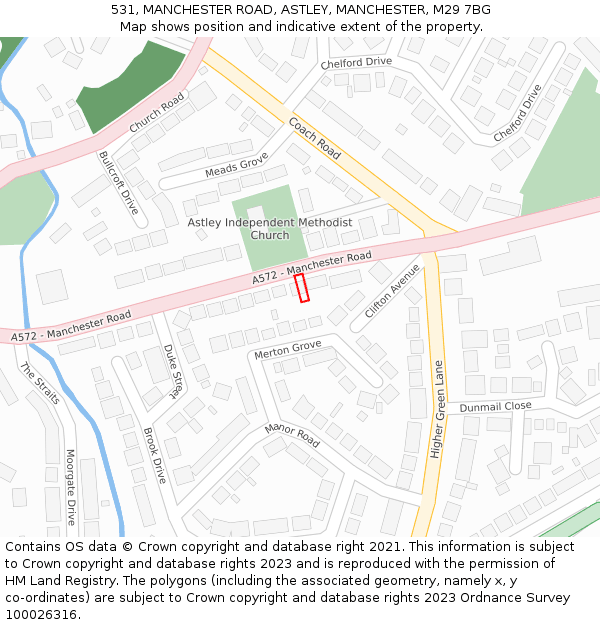 531, MANCHESTER ROAD, ASTLEY, MANCHESTER, M29 7BG: Location map and indicative extent of plot