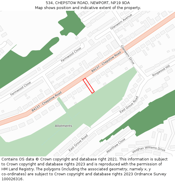 534, CHEPSTOW ROAD, NEWPORT, NP19 9DA: Location map and indicative extent of plot