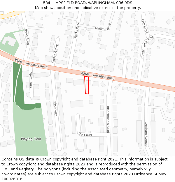 534, LIMPSFIELD ROAD, WARLINGHAM, CR6 9DS: Location map and indicative extent of plot