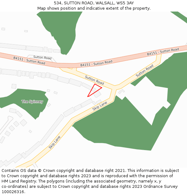 534, SUTTON ROAD, WALSALL, WS5 3AY: Location map and indicative extent of plot