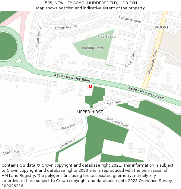 535, NEW HEY ROAD, HUDDERSFIELD, HD3 3XN: Location map and indicative extent of plot