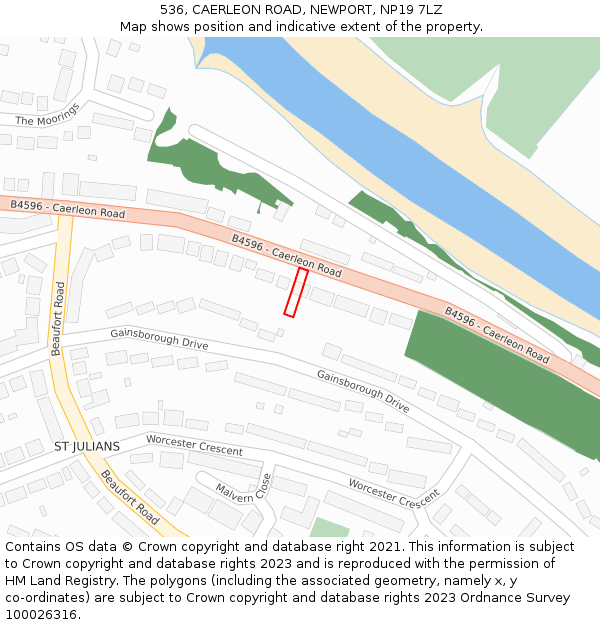 536, CAERLEON ROAD, NEWPORT, NP19 7LZ: Location map and indicative extent of plot