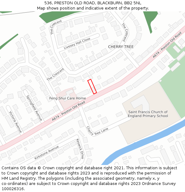 536, PRESTON OLD ROAD, BLACKBURN, BB2 5NL: Location map and indicative extent of plot