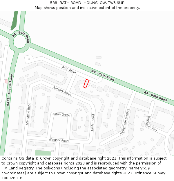 538, BATH ROAD, HOUNSLOW, TW5 9UP: Location map and indicative extent of plot