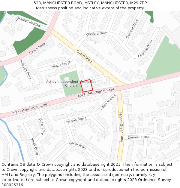 538, MANCHESTER ROAD, ASTLEY, MANCHESTER, M29 7BP: Location map and indicative extent of plot