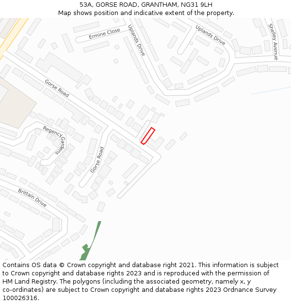 53A, GORSE ROAD, GRANTHAM, NG31 9LH: Location map and indicative extent of plot