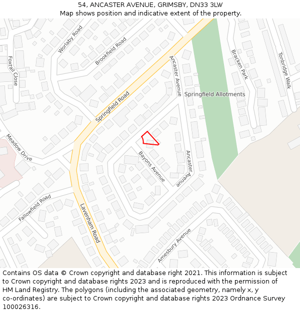 54, ANCASTER AVENUE, GRIMSBY, DN33 3LW: Location map and indicative extent of plot