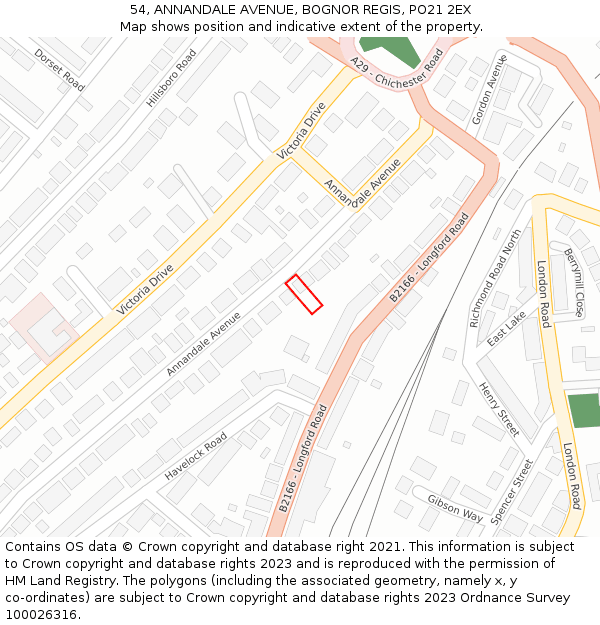 54, ANNANDALE AVENUE, BOGNOR REGIS, PO21 2EX: Location map and indicative extent of plot