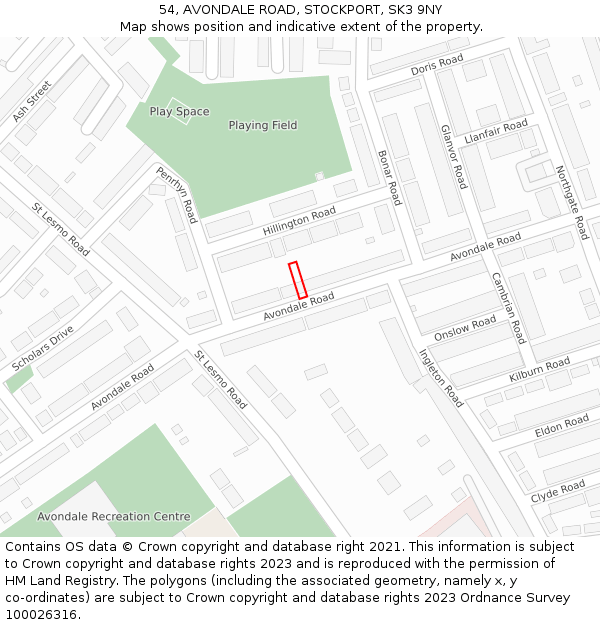 54, AVONDALE ROAD, STOCKPORT, SK3 9NY: Location map and indicative extent of plot