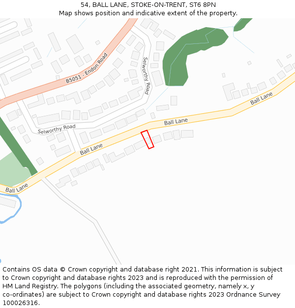 54, BALL LANE, STOKE-ON-TRENT, ST6 8PN: Location map and indicative extent of plot